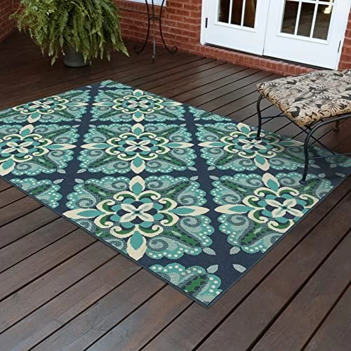 Oriental Weavers Meridian Area Rug 5ftx8ft BluebyGreen - Picture 1 of 3