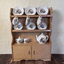 RARE Vtg Miniature Children's Tea Set Made In Japan w Hutch  Original Box AS IS