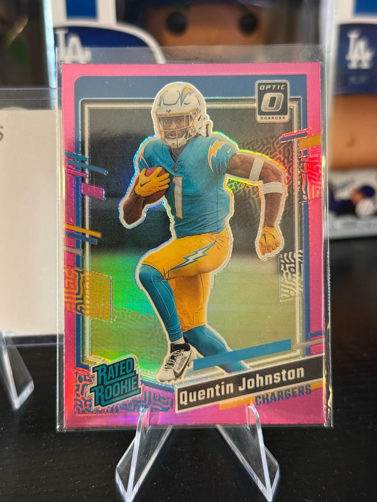 2023 Donruss Quentin Johnston Optic Rated Rookie Preview Pink Prizm RC #353