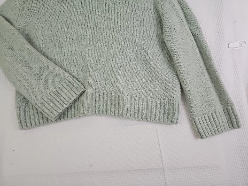 H & M ~ 女士 L 码 ~ 浅绿色羊毛/羊驼混纺作物毛衣。 — 第 4/4 张图片