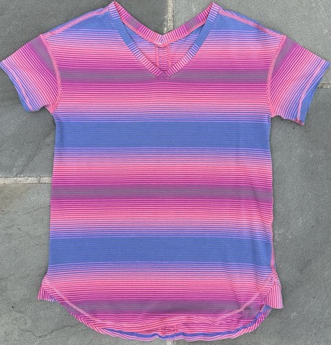 Ivivva by Lululemon Girls Short Sleeve Shirt Size 8 Stripes