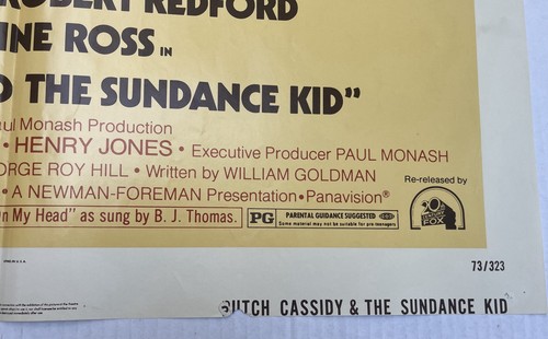 Póster original de la película Butch Cassidy Sundance Kid 1974 Redford 27"x41" vintage - Imagen 3 de 5