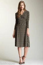 Von Vonni VICTORIA Sexy Black Wrap Dress NEW M $198 Day to Night Flattering Fit