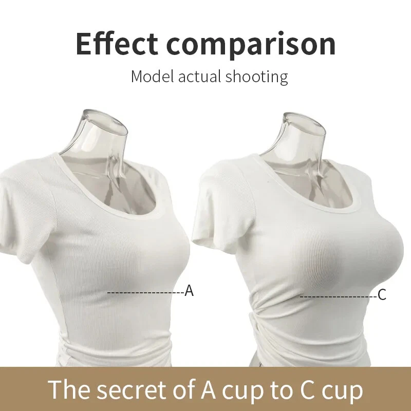Sujetador de una pieza sin costuras push up con forma de pecho de silicona de forma redonda para travesti Foto 3 de 4