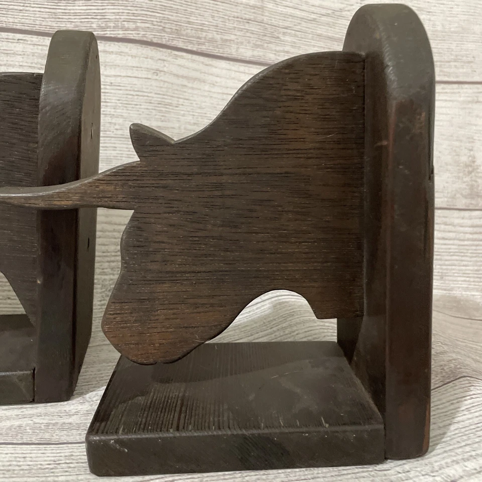 BOOKENDS - " WALL STREET"  BULL AND BEAR BOOKENDS - BOOK ENDS - BRASS & WOOD - Image 2 of 3