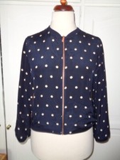 Gant Navy And White Spot Pure Silk Jacket Uk 14