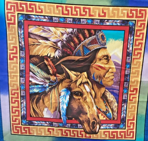 American Indian Chief & Buffalo Panel 36 x44 - Picture 2 of 5