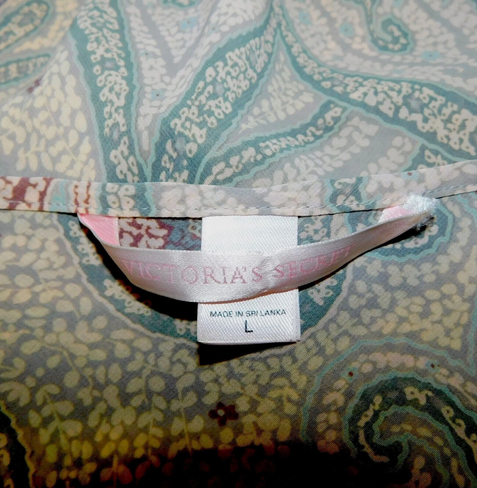 UNDERCOVER Camicia da notte Victorias Secret Chemise L pizzo chiffon abito slip paisley ruggine oliva