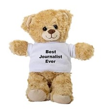 Journalist Teddy Bear, Gift Stuffed Animal, Plush Teddy Bear with Tee
