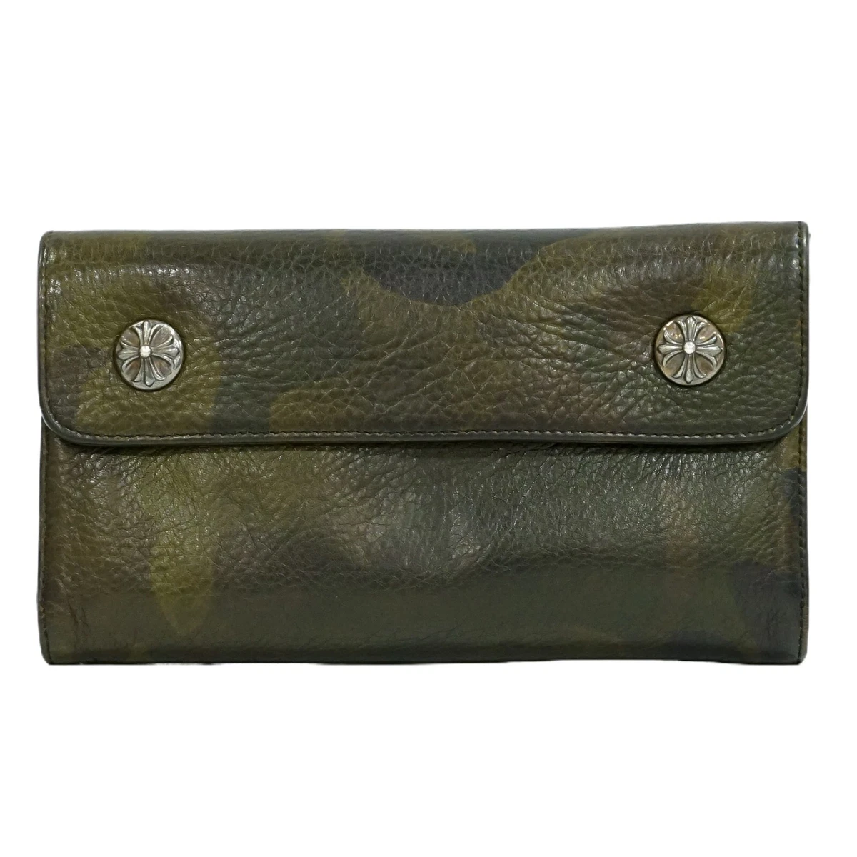 CHROME HEARTS Wave Wallet Camouflage Leather Long Purse Khaki