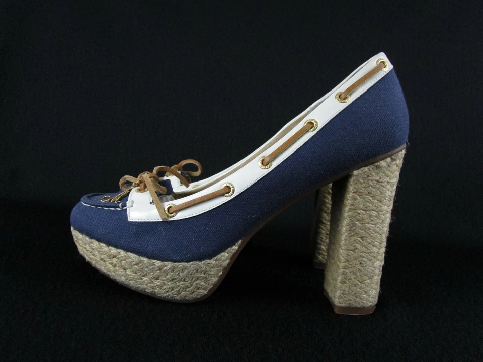 Milly for Sperry Top Sider Womens Espadrilles Platform Heels Canvas Navy Size 8M - Image 4 of 4