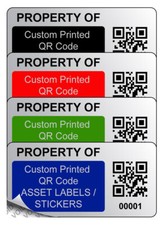Custom Security QR Barcode Asset Tag Labels - 50mm x 25mm Silver Void Labels
