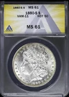 1880/9-S $1 Morgan Silver Dollar ANACS MS 61 | Vam-11 Hot 50 Uncirculated UNC