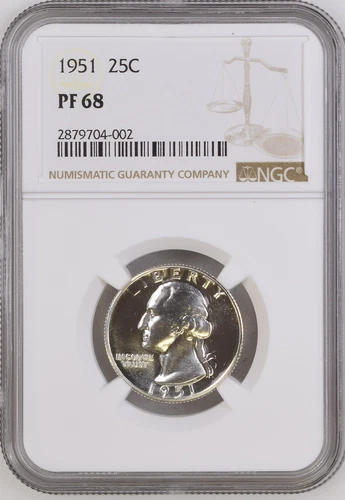 1951 Proof Washington Quarter, NGC PF68