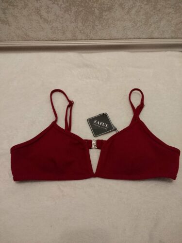 Zaful Forever Young Swim Bikini Top. White Deep. Dark Brick Red. Size XL - Picture 12 of 12