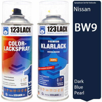 Autolack Lackspray Set Nissan BW9 DARK BLUE PEARL + Klarlack