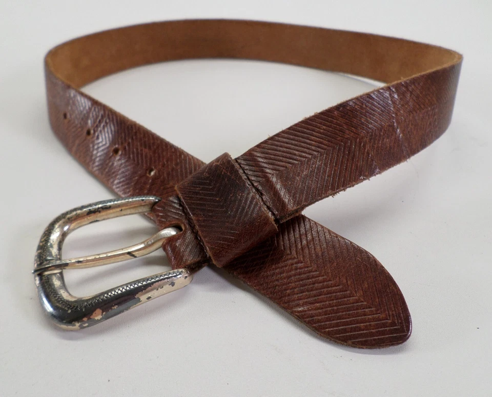 Cinturón de cuero espiga 28 30 marrón envejecido Foto 3 de 4