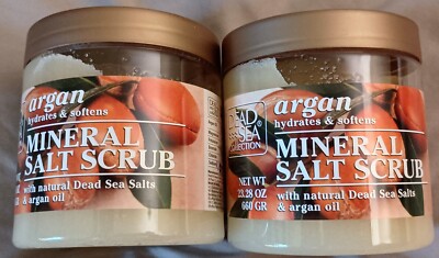 (2) Dead Sea Collection Argan Mineral Sea Salt Scrub Hydrates Softens 23.28 OZ