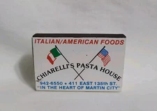 Vintage Matchbox Chiarelli's Pasta House Martin City Pub Missouri Advertising