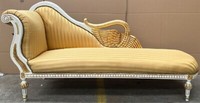 Casa Padrino Barock Chaiselongue Gold / Weiß / Gold Recamiere Liege Sofa MöBel