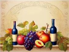 Tile Mural Still Life Fruit Bouquet Grape Kitchen Wall Backsplash Marble Ceramic