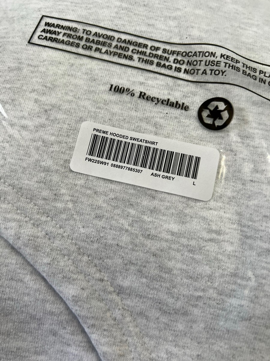 Supreme Preme Hooded Sweatshirt Ash Grey F/W 22 Size Large Supreme Preme Hooded Sweatshirt Ash Grey F/W 22 Size Large