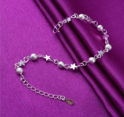 Women s Silver SP Star Beads Foot Ankle Bracelet Chain Anklet
