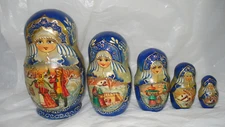 Russian 5 nesting dolls Matryoshka  Signed 6"