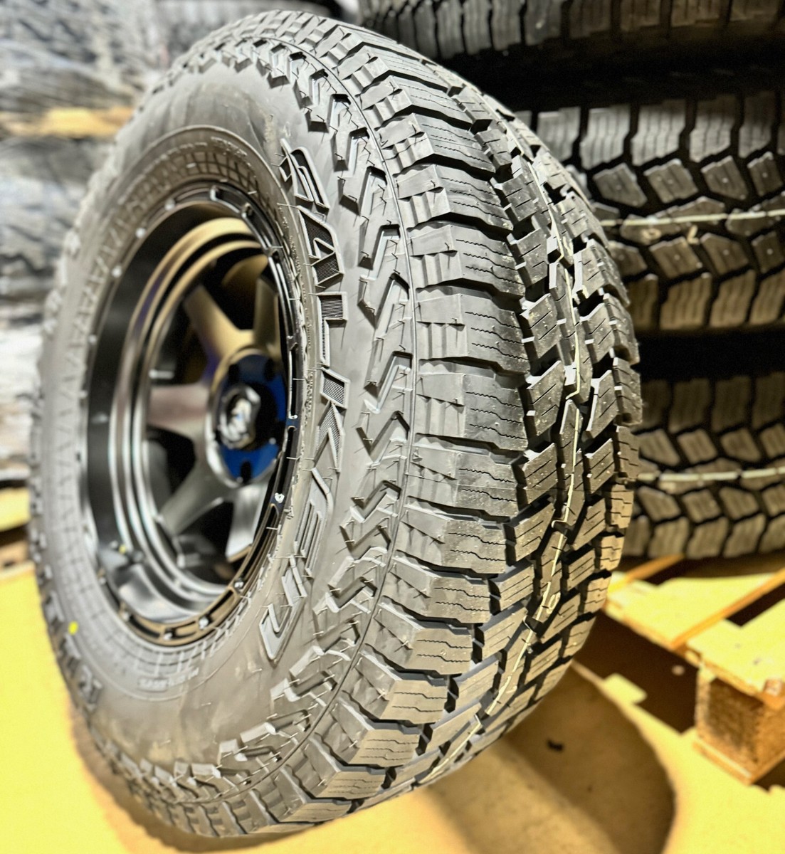 17x9 Fuel D664 Shok Black Wheels 33 Falken AT Tires 6x5.5 Toyota