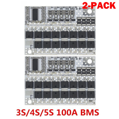2PCS 3S/4S/5S 100A 12V BMS Li-ion LMO Lithium Battery Protection Circuit Board H