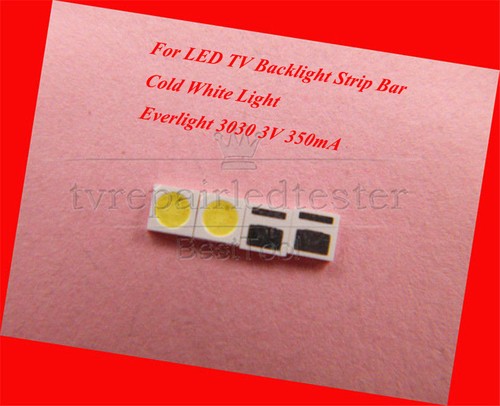 100pcs 3030 SMD LED Lamp Beads 3V Specially for LED Backlight Strip,Repair TV - Afbeelding 1 van 3