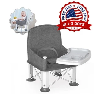 Asiento De Bebe Portatil Para Viajes Plegado Compacto Correas Para Uso Grises US