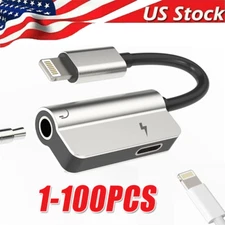 3.5mm Headphone Jack AUX Splitter Adapter and Charger For iPhone12 11 XS X 8 lot