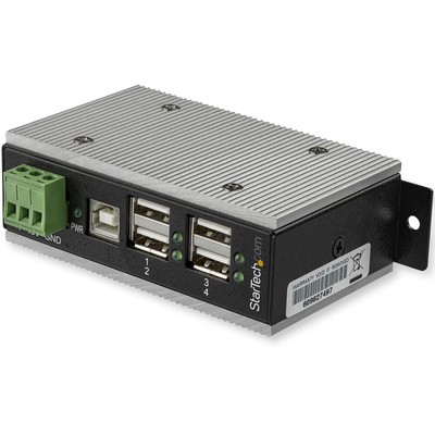 StarTech.com 4 Port USB 2.0 Hub Metal Industrial USB-A Hub 4x USB-A w/ ESD & Sur