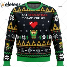 Link To My Heart Legend of Zelda Ugly Christmas Sweater B6P9JJFX