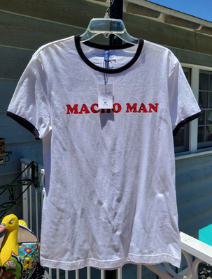 Divided H & M Man's Mancho Man T-Shirt White with Mancho Man graphic on front