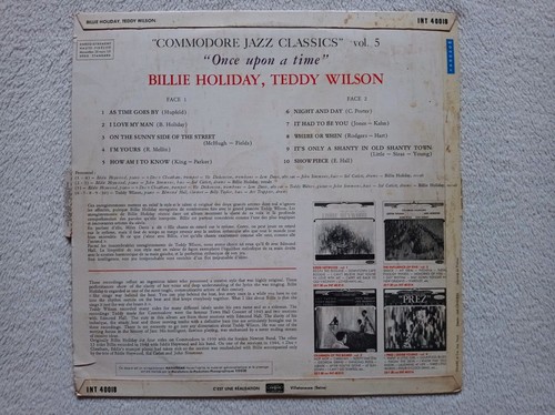 LP 33T BILLIE HOLIDAY/TEDDY WILSON "Once Upon A Time" VOGUE INT 40018 FRANCE ° - Picture 2 of 4