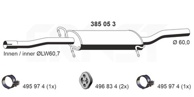 ERNST 385053 Mittelschalldämpfer Schalldämpfer