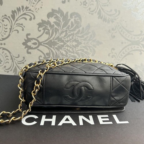 CHANEL Matelasse Fringe Chain Shoulde Bag Umhängetasche schwarz Lammleder - Bild 2 von 24
