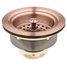Signature Hardware 902367 3-1/2" Basket Strainer Sinks up to 1" Thick Satin Copp
