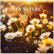 Zen Nature Wall Calendar 2026 12" X 12" FSC® Plastic Free - Starts Week on Sunda