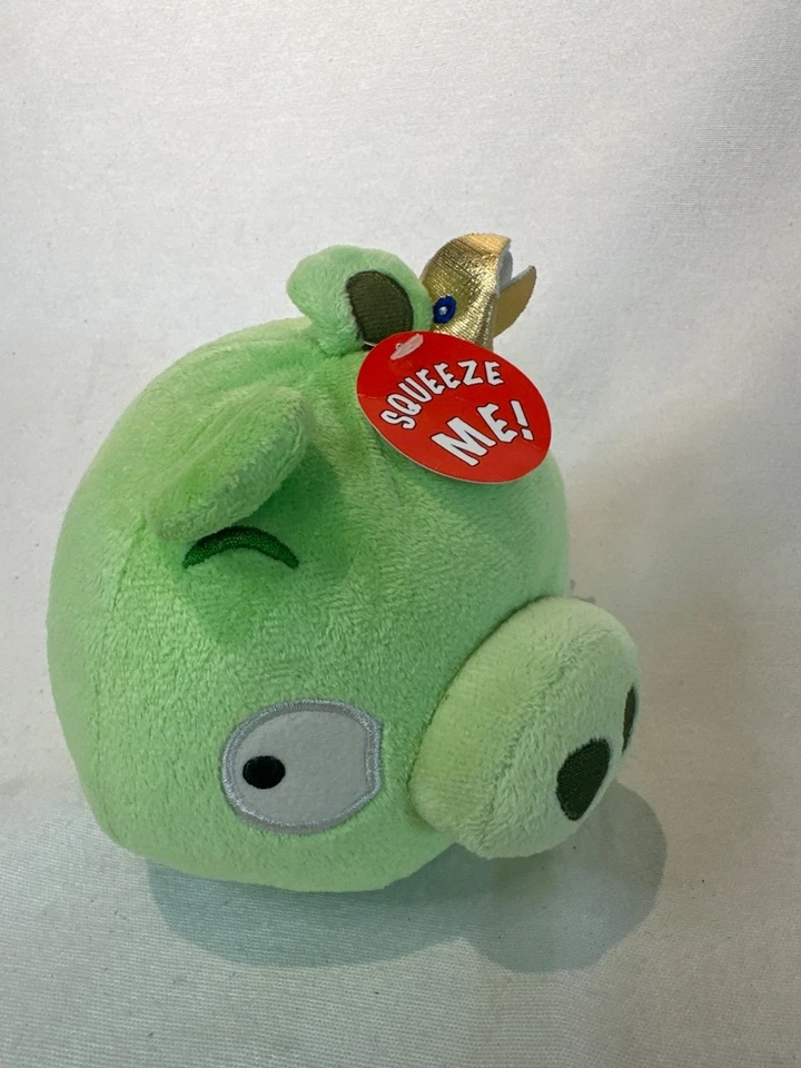 Juguete de peluche Angry Birds Green King Pig con corona SIN SONIDO 2010 Foto 3 de 4