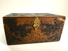 Interesting Collectible Vintage Carved Wooden Tea Caddy Box