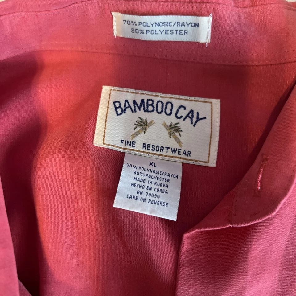 Camisa Hawaiana Bamboo Cay Para Hombres XL Bambú Árboles Rojo Modal Botón Suave Foto 2 de 4