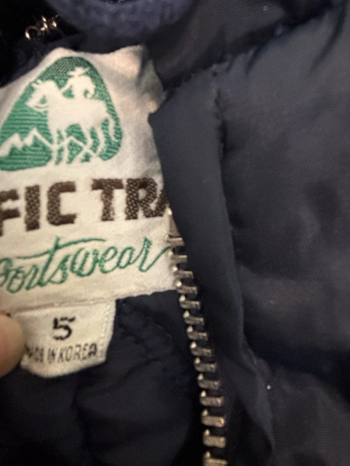 Traje de nieve vintage Pacific Trail Sportswear niños 5 rayas azul marino años 80 Foto 3 de 4