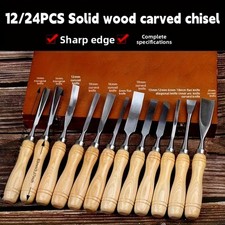 Sharp Woodworking Carving Tools 12/24Pcs Chisel Set for Beginners & Enthusiasts