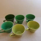 Lot of 6 Homer Laughlin Harlequin Fiesta Tea Coffee Cups 6 Shades of Green Set