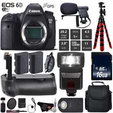 Canon EOS 6D DSLR Camera Body Only + Professional Battery Grip Bundle