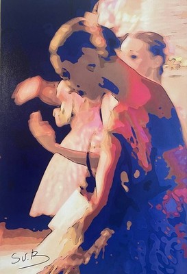 art 771 Print on canvas 31x21 in Blue ballerina Ballet women figurative artwork