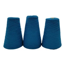 Vintage National Spinning Co Acrylic Yarn Cone 2/24 Blue 46843 Lot of 3